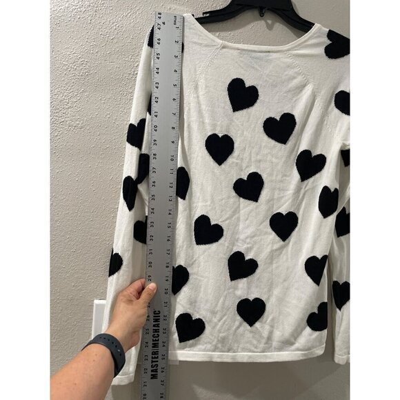 INC INTERNATIONAL CONCEPTS WOMENS BLACK & WHITE SPARKLING BLOUSE 
SWEATER SIZE S - Picture 3 of 5